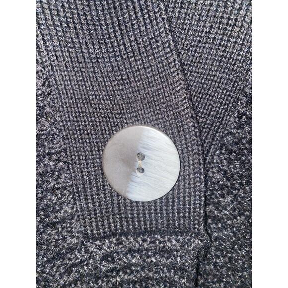 J. JILL Cardigan Sweater Medium Black Bell Sleeve Chunky 1-Button Alpaca Wool - Picture 3 of 8